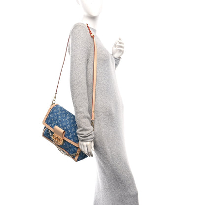 Louis Vuitton Denim Monogram Dauphine Soft GM Blue 2 of 9