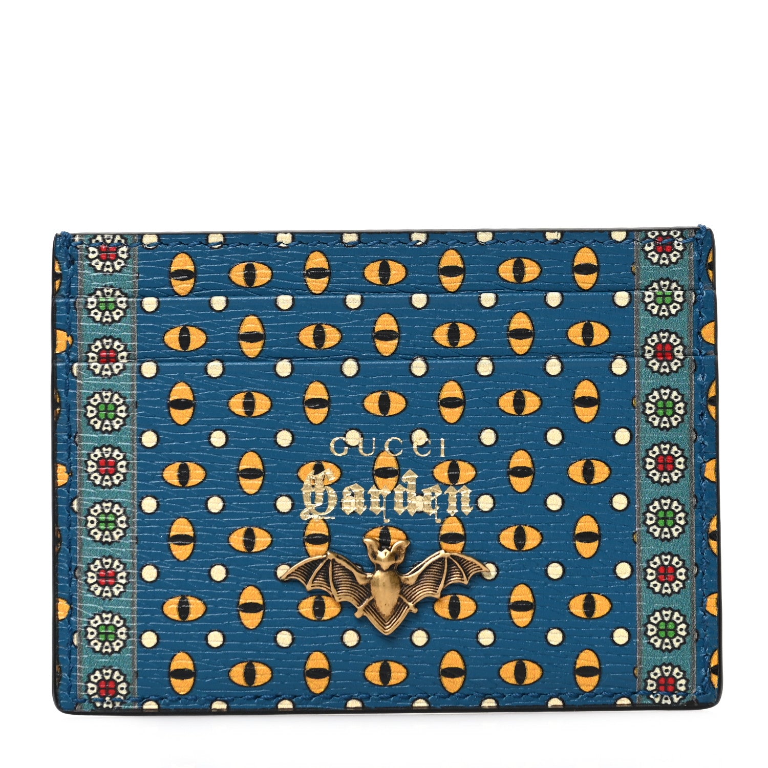 Gucci Garden Print Fox Card Holder Wallet Blue Multicolor 1 of 7