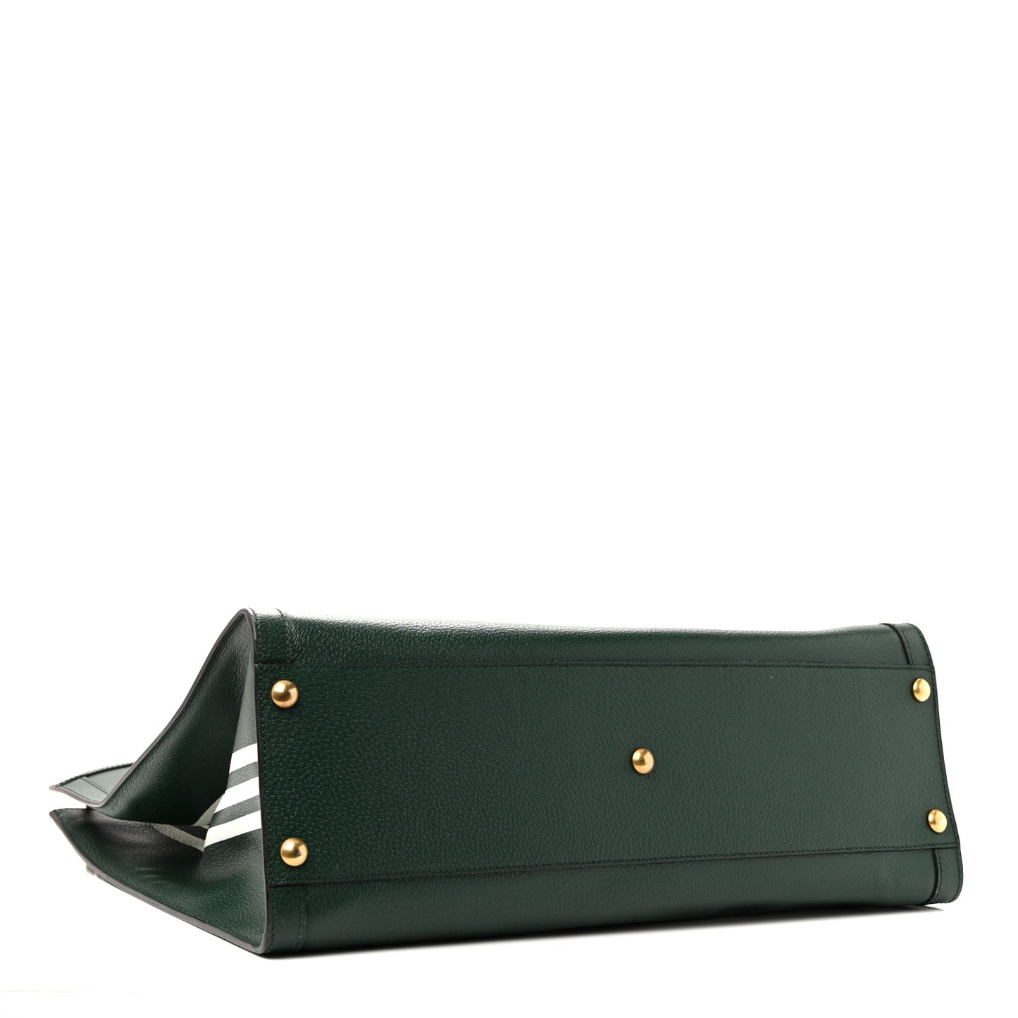 X Adidas Textured Dollar Calfskin Stripe Studded Maxi Diana Tote Bag Vintage Green Multicolor