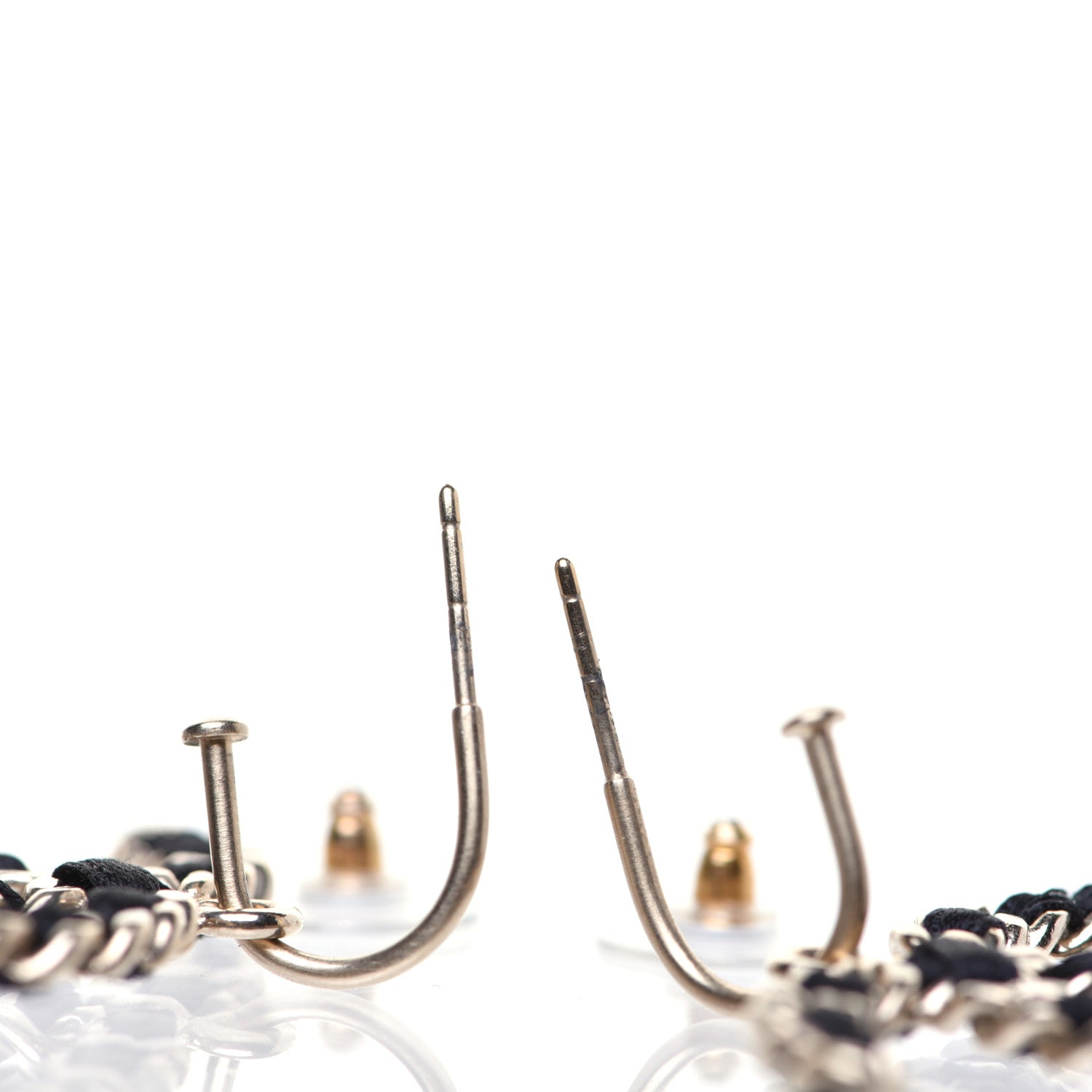 Chanel Satin CC Chain Earrings Light Gold Black 5 of 7
