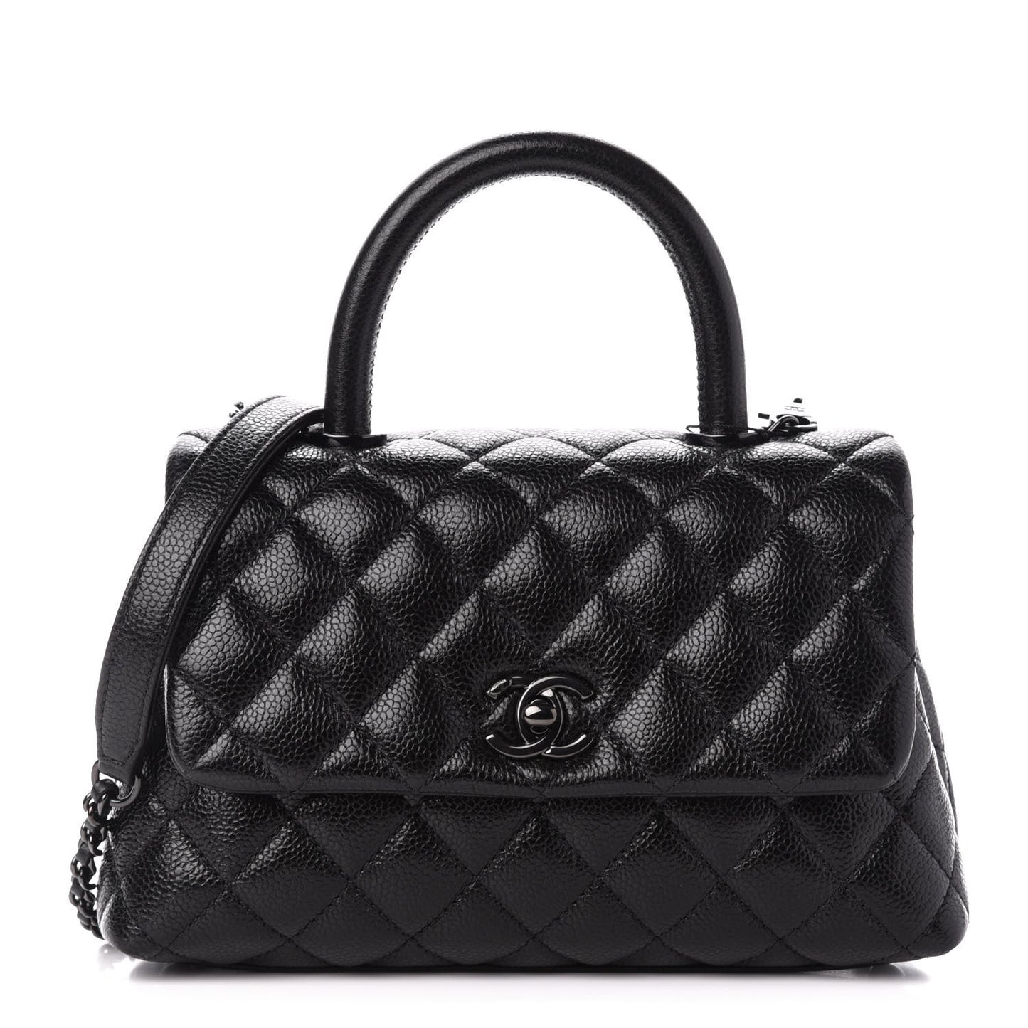 Caviar Quilted Mini Coco Handle Flap So Black
