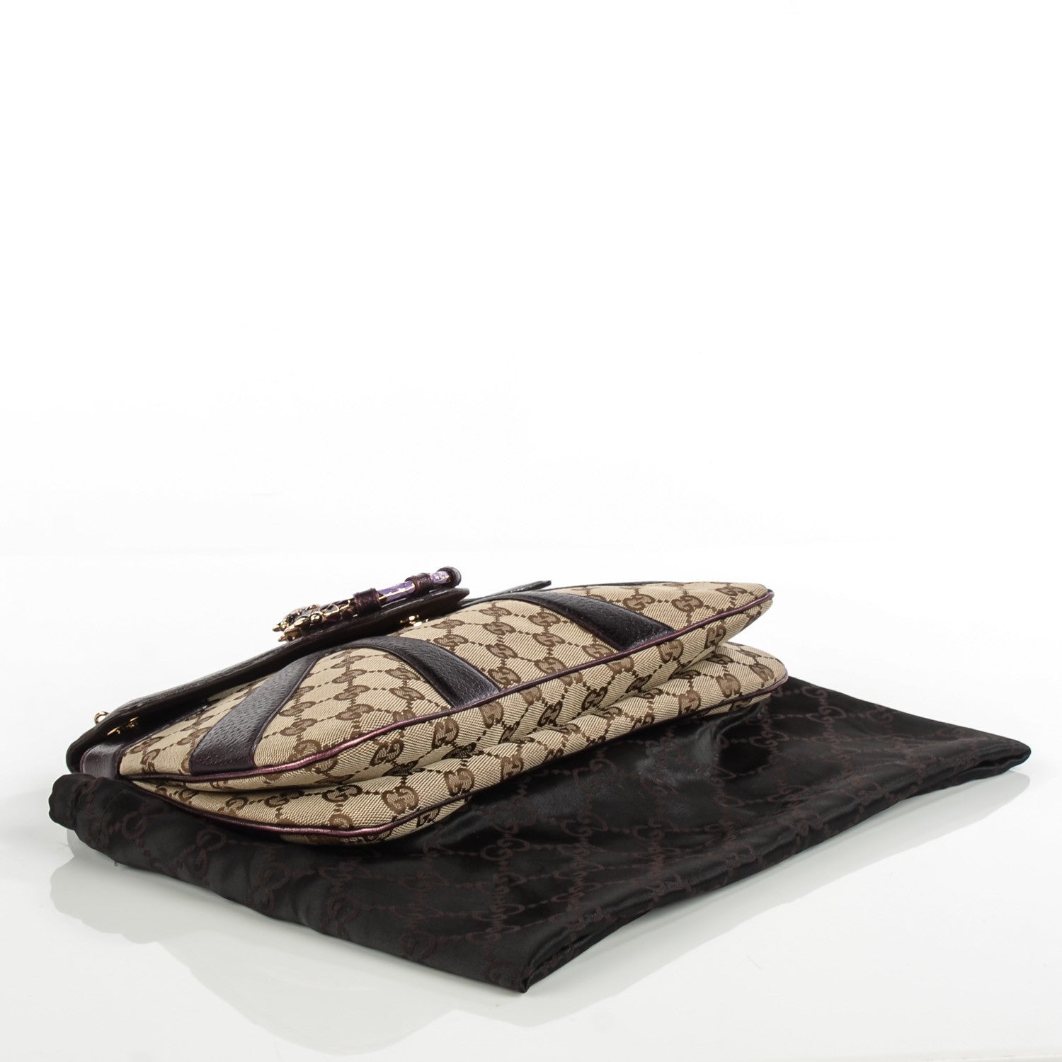 Gucci Monogram GG Tom Ford Jeweled Dragon Flap Bag Purple 4 of 8