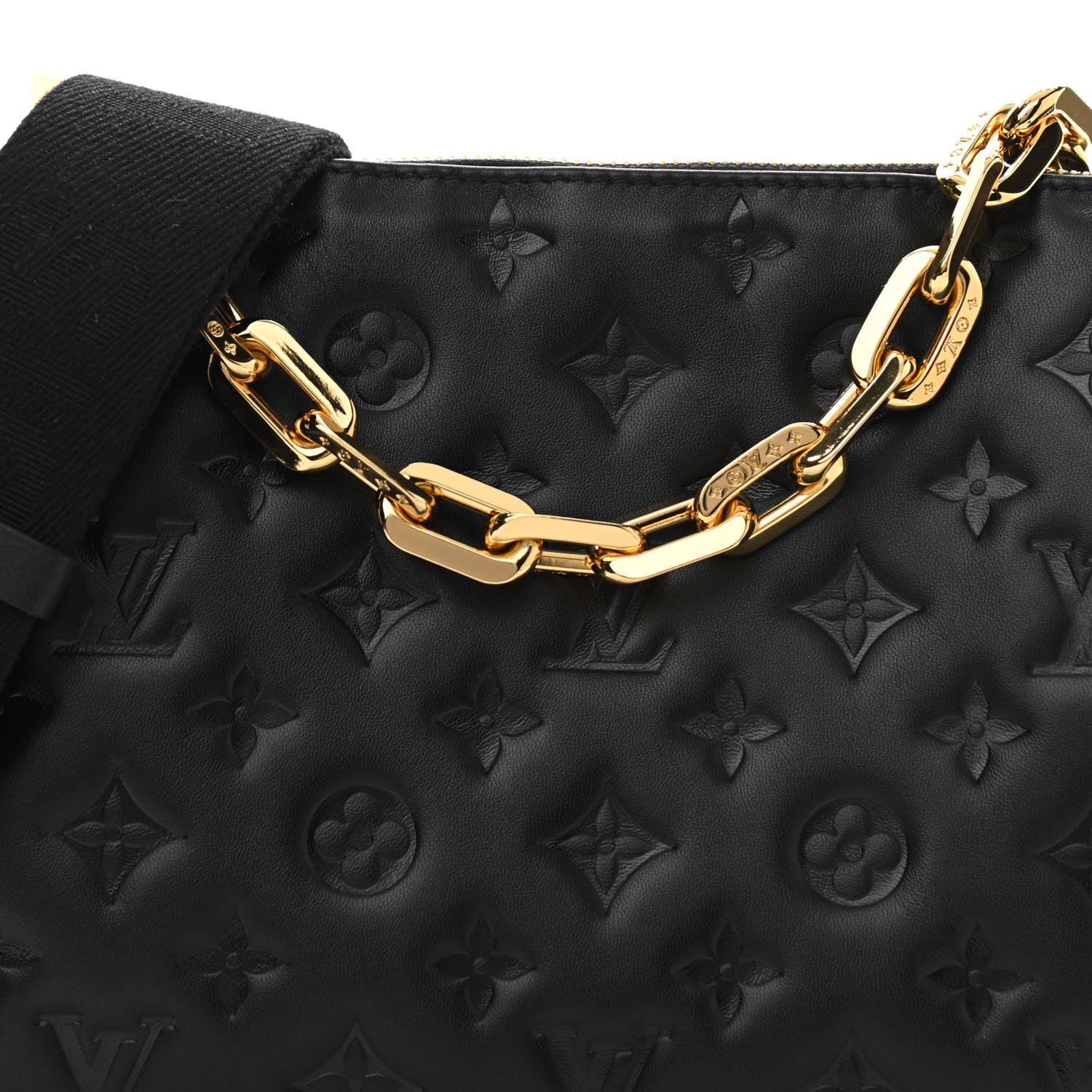 Louis Vuitton Lambskin Embossed Monogram Coussin PM Black 9 of 12