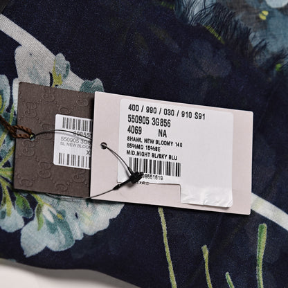 Gucci Modal Silk New Bloomy Shawl Midnight Blue Sky Blue 6 of 6