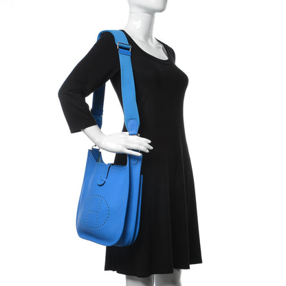 Hermes Taurillon Clemence Evelyne III PM Bleu Hydra 2 of 10