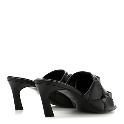 Valentino Garavani Nappa Quilted Monochrome Roman Stud 65mm Slide Sandals 39.5 Black 5 of 10