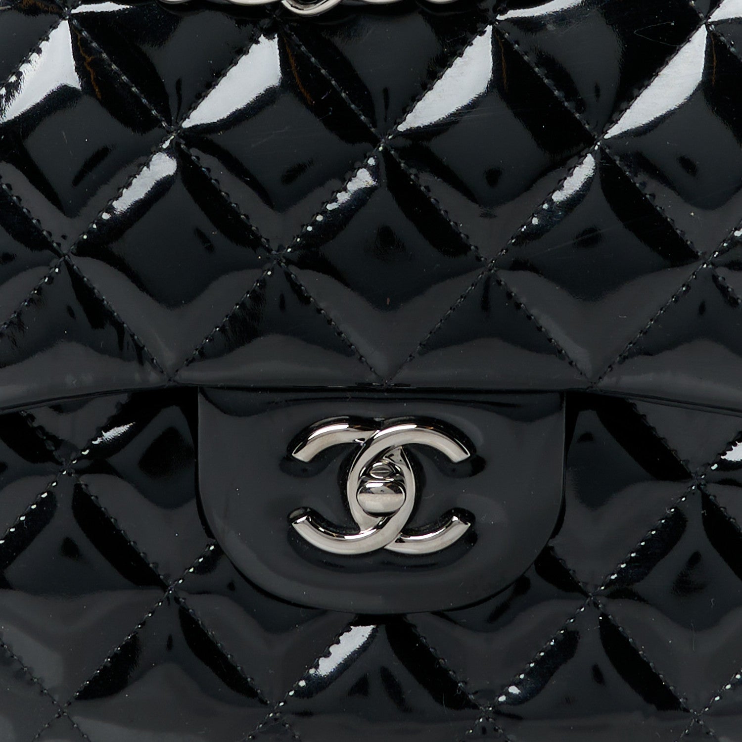 Chanel Patent Quilted Jumbo Double Flap Black 9 of 11