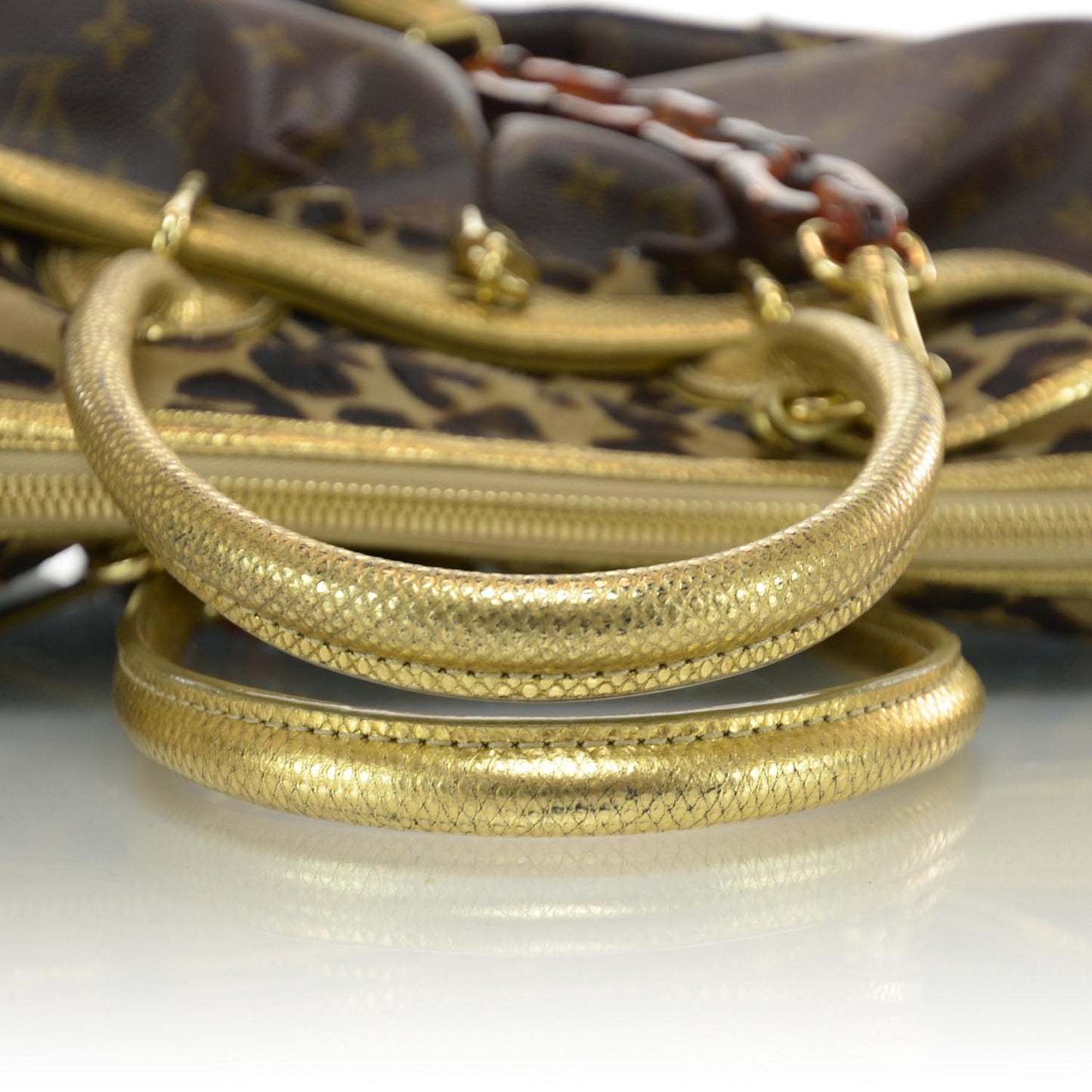 Monogram Leopard Pleated Steamer Bag