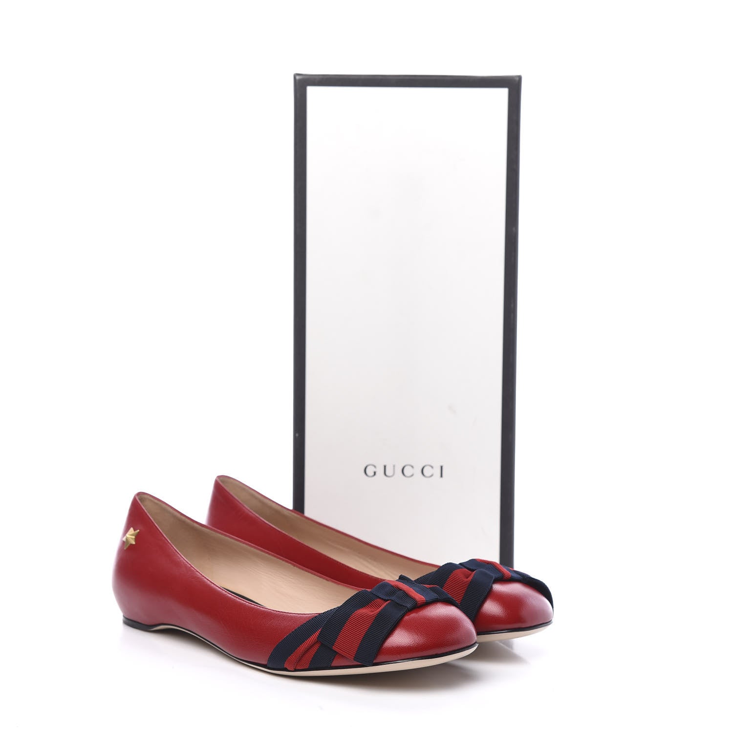 Gucci Calfskin Web Ballerina Flat 37.5 Red 9 of 9