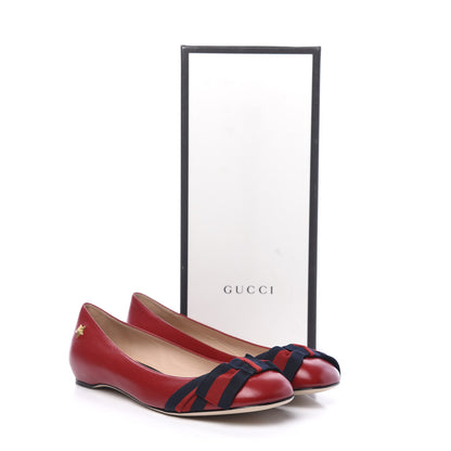 Gucci Calfskin Web Ballerina Flat 37.5 Red 9 of 9