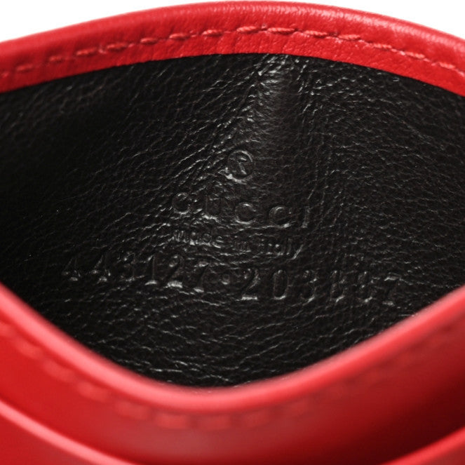 Calfskin Matelasse GG Marmont Card Holder Hibiscus Red
