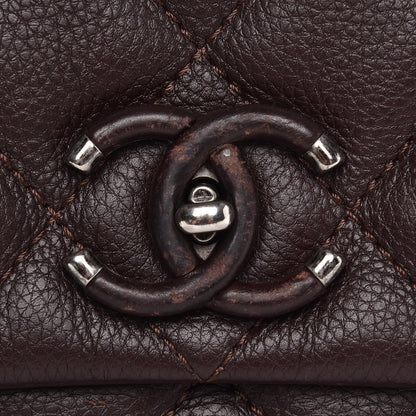 Chanel Grained Calfskin Quilted Medium Frame In Chain Flap Brown 9 of 9