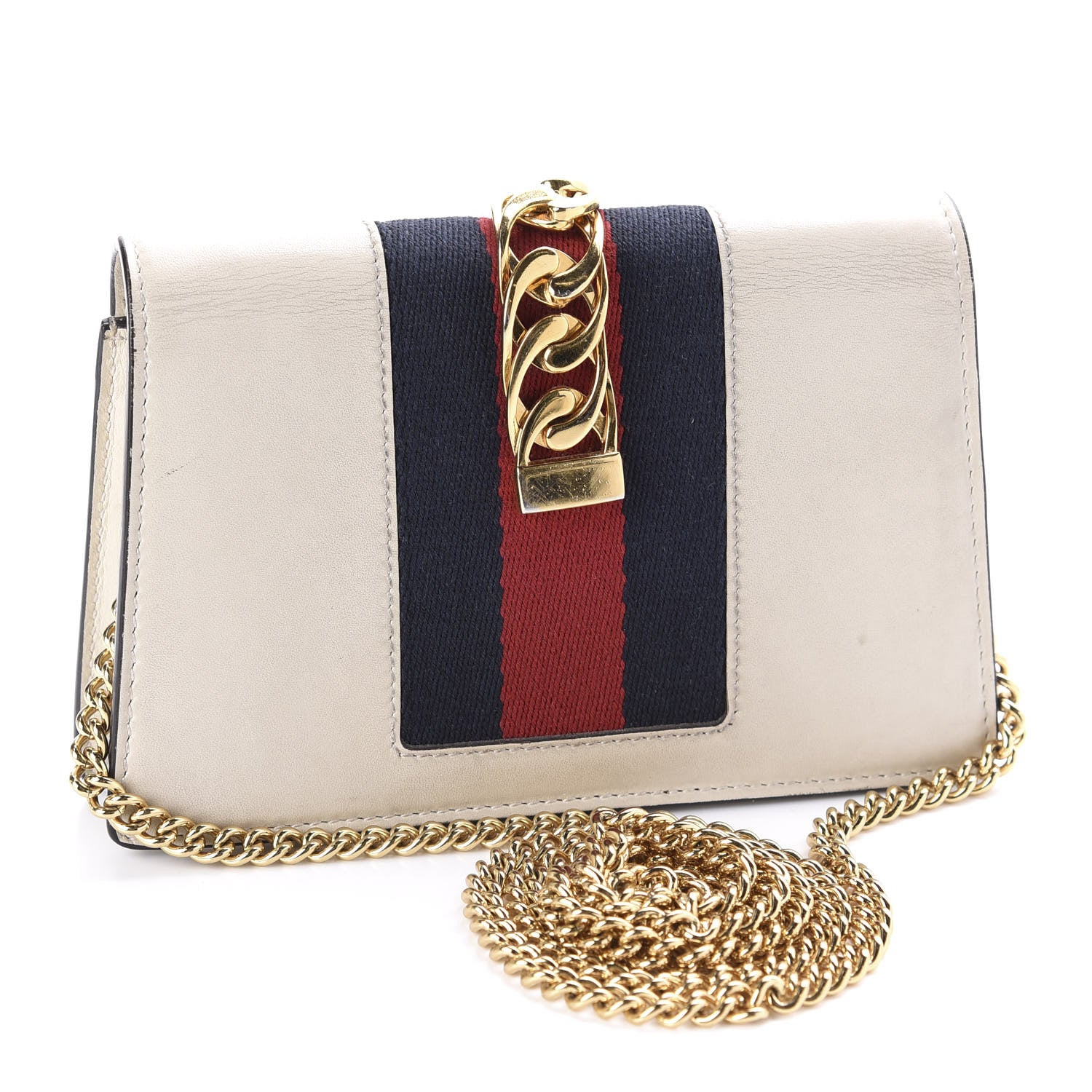 Gucci Calfskin Super Mini Sylvie Chain Shoulder Bag White 3 of 12