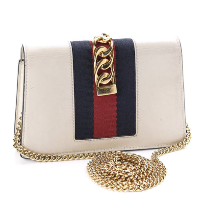 Gucci Calfskin Super Mini Sylvie Chain Shoulder Bag White 3 of 12
