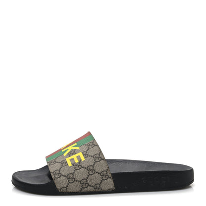 Gucci GG Supreme Monogram Fake/Not Mens Slide Sandals 11 Beige Ebony 1 of 11