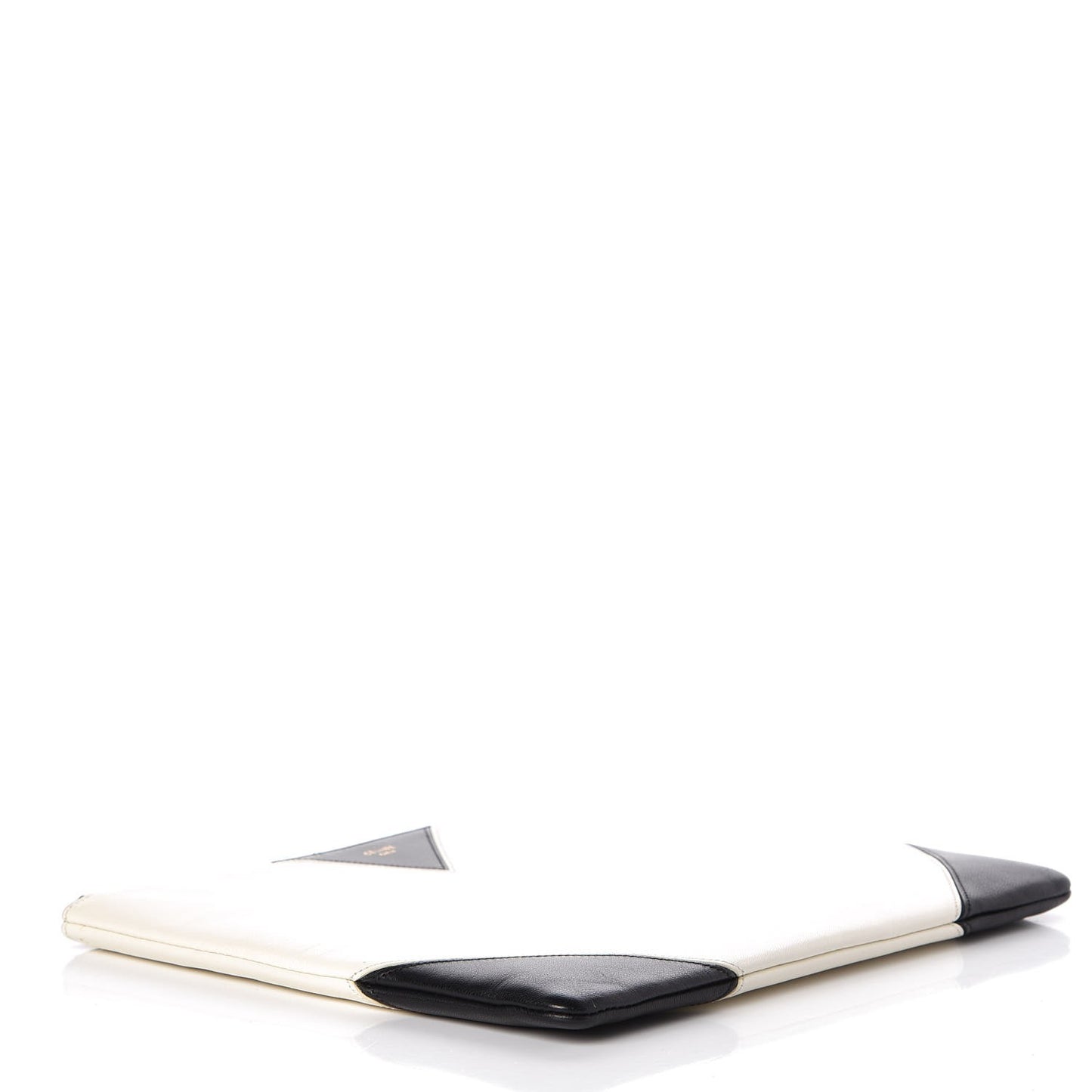 Lambskin Bi-Color Coeur iPad Clutch White Black