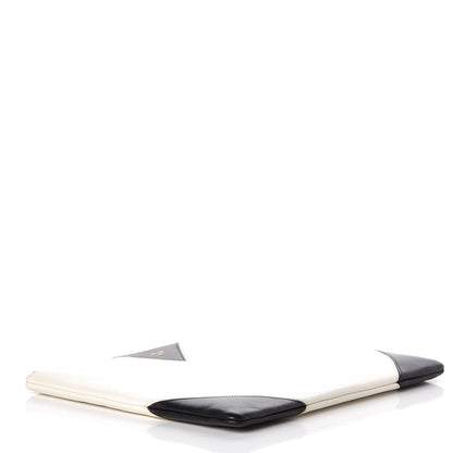 Celine Lambskin Bi-Color Coeur iPad Clutch White Black 4 of 7