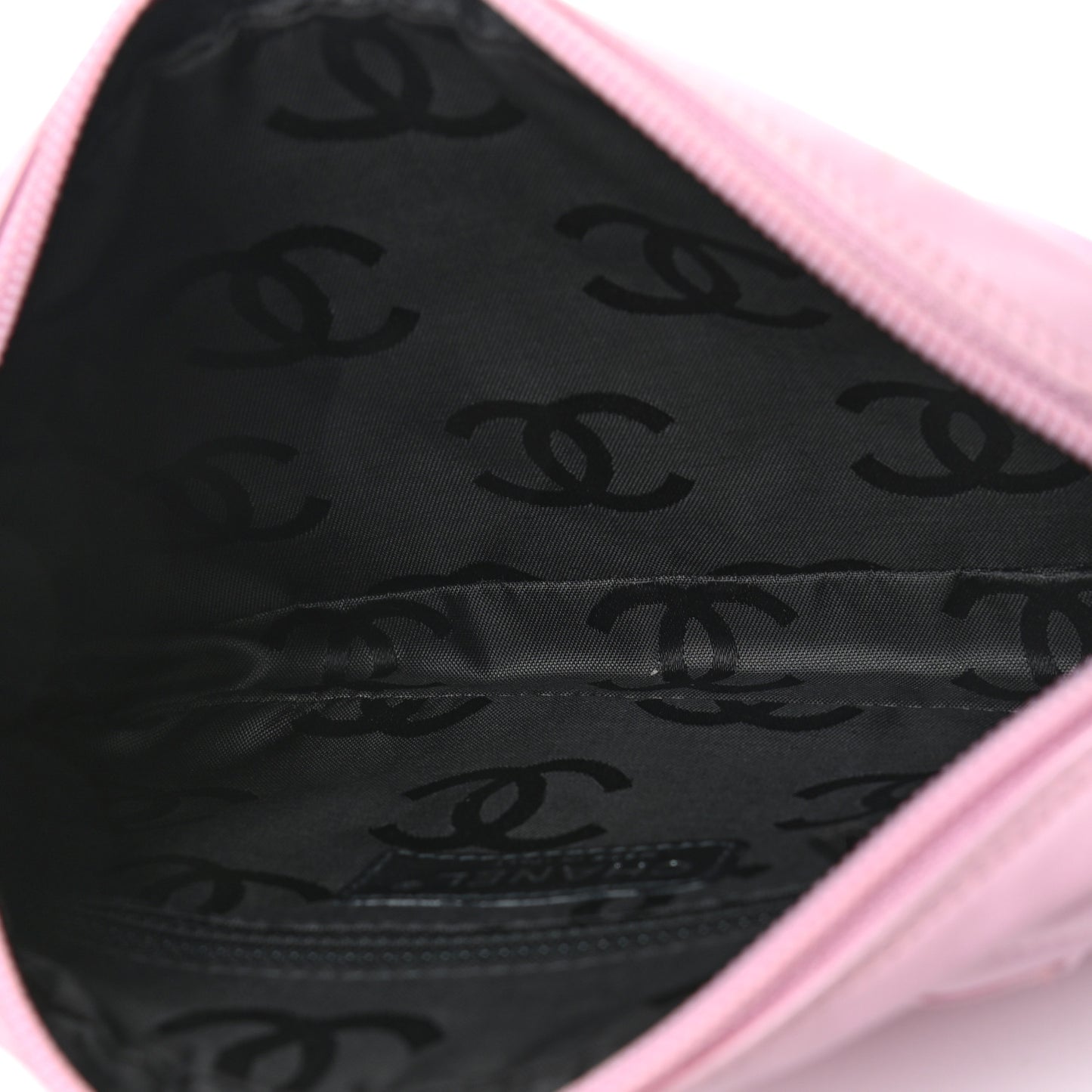 Calfskin Quilted Cambon Pochette Pink Black