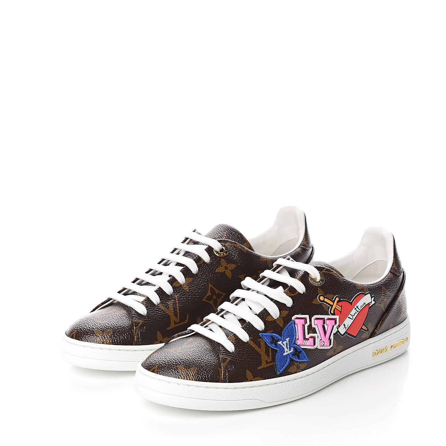 Louis Vuitton Calfskin Monogram LV Black Heart Sneakers 37 Cacao 3 of 10