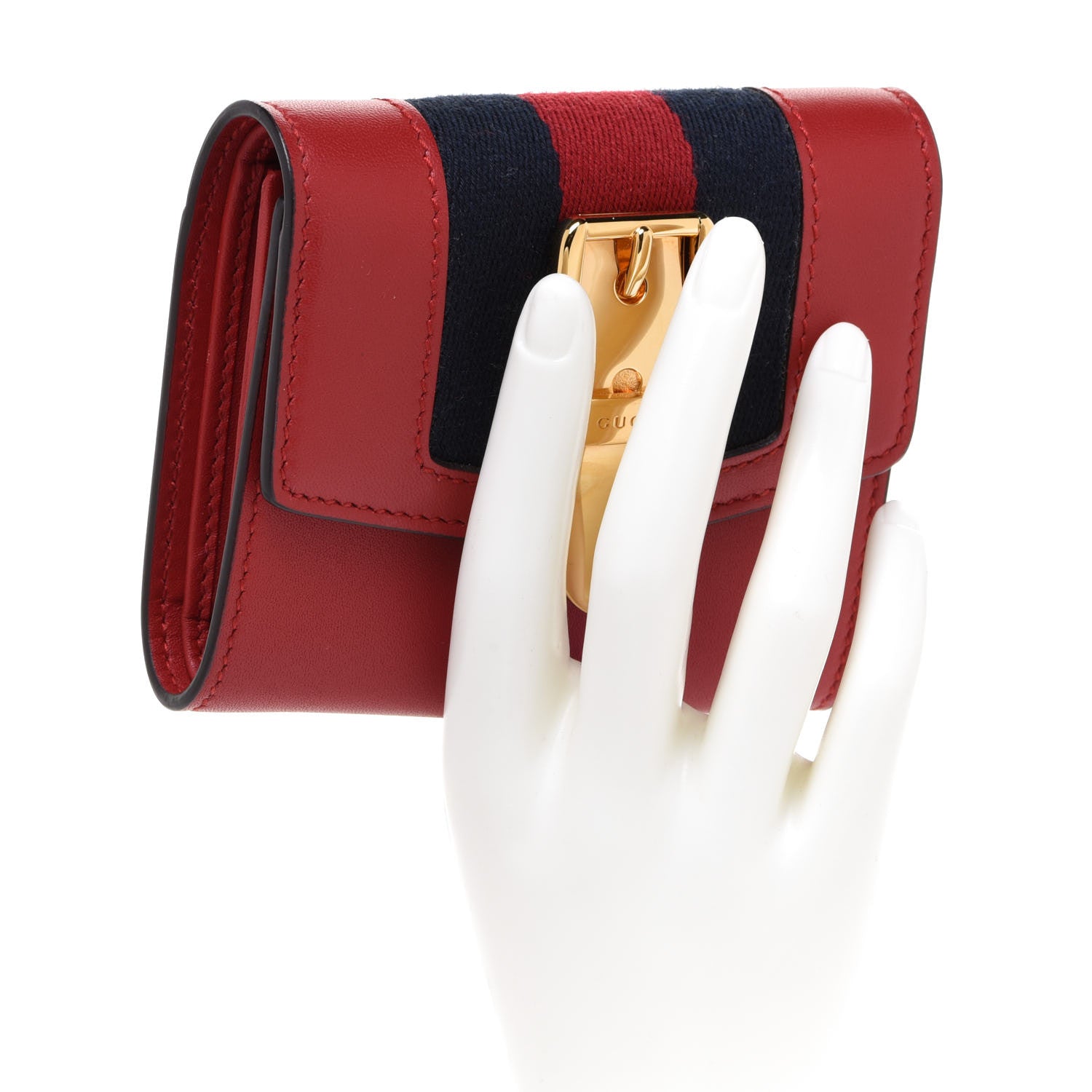 Gucci Calfskin Sylvie Wallet Hibiscus Red 2 of 7