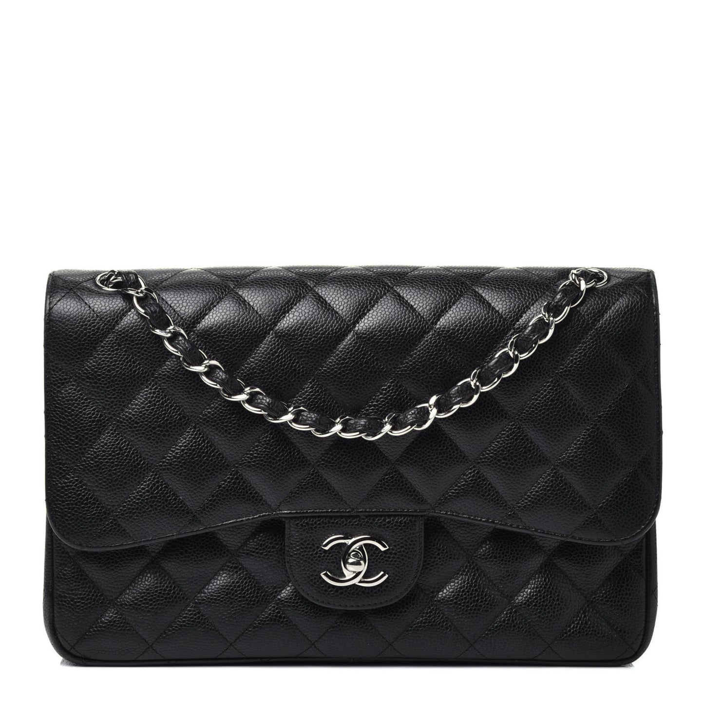 Caviar Quilted Jumbo Double Flap Black