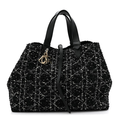 Christian Dior Tweed Cannage Large Toujours Black White 1 of 15