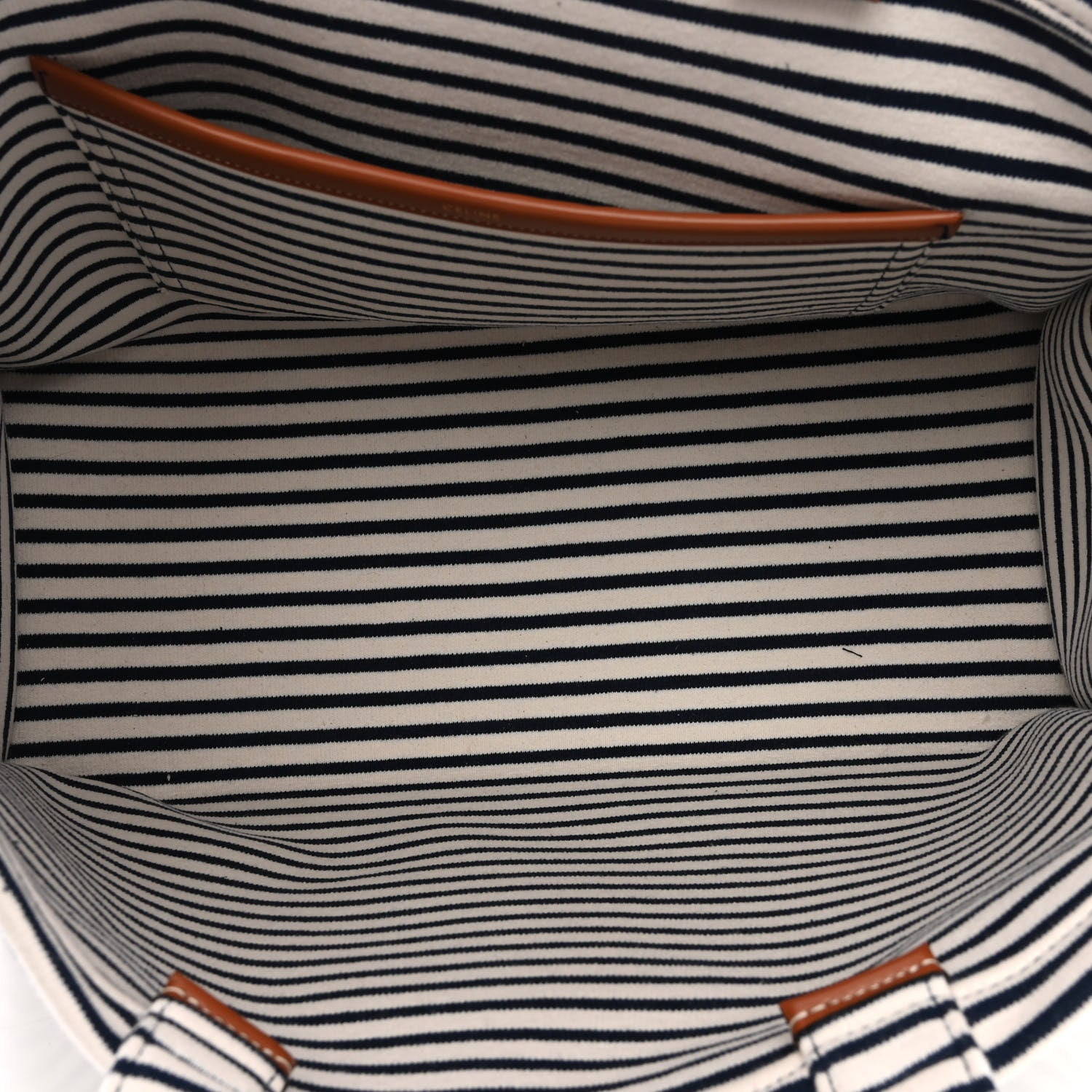Celine Canvas Calfskin Striped Triomphe Cabas Navy 5 of 9