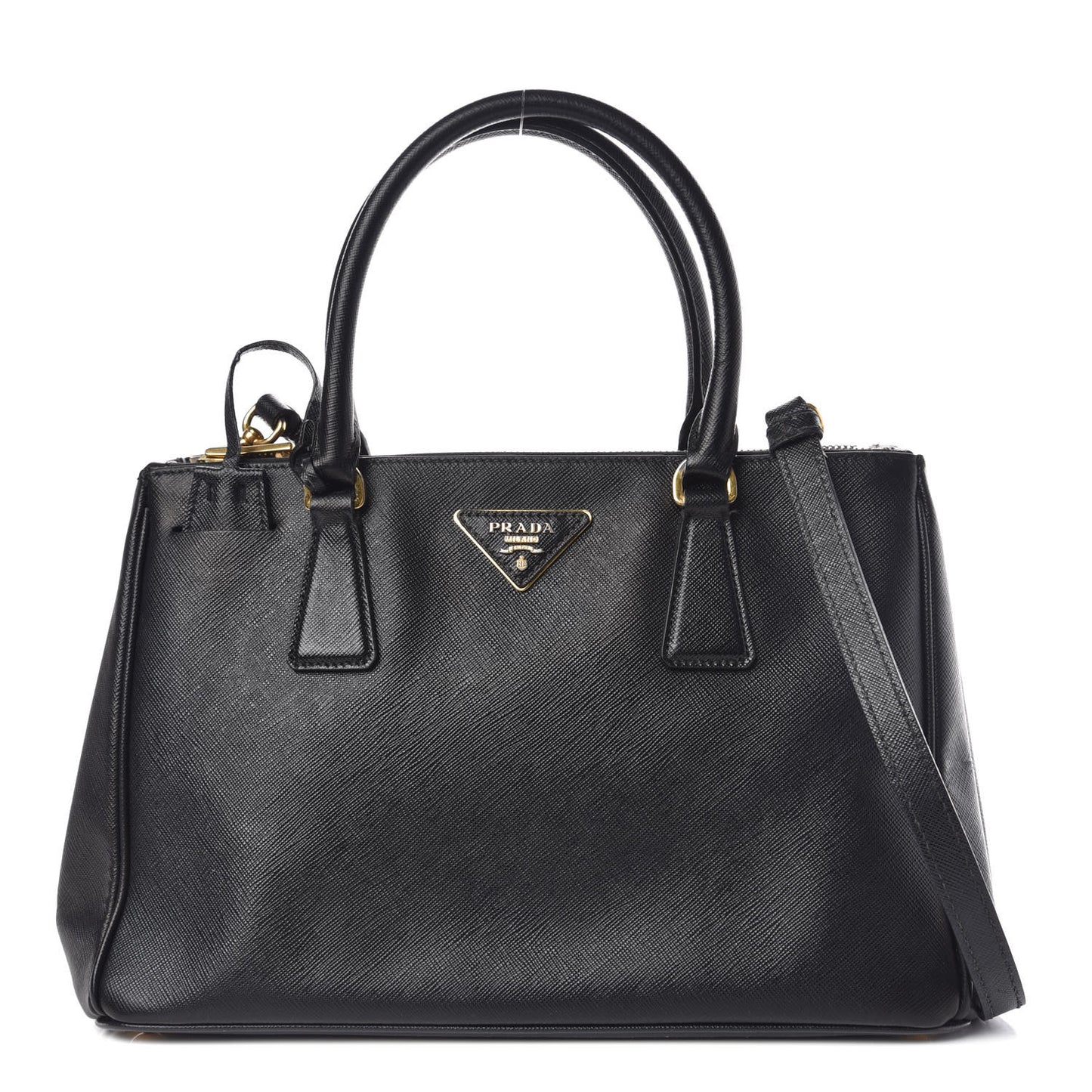 Saffiano Small Galleria Double Zip Tote Black