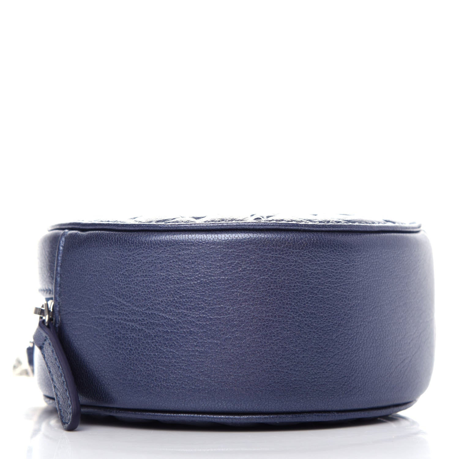Chanel Goatskin Camellia Embossed Round Clutch With Chain Dark Blue 4 of 11