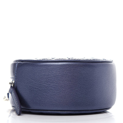 Chanel Goatskin Camellia Embossed Round Clutch With Chain Dark Blue 4 of 11