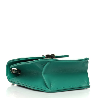 Chanel Calfskin Quilted Clutch With Chain Green 3 of 11