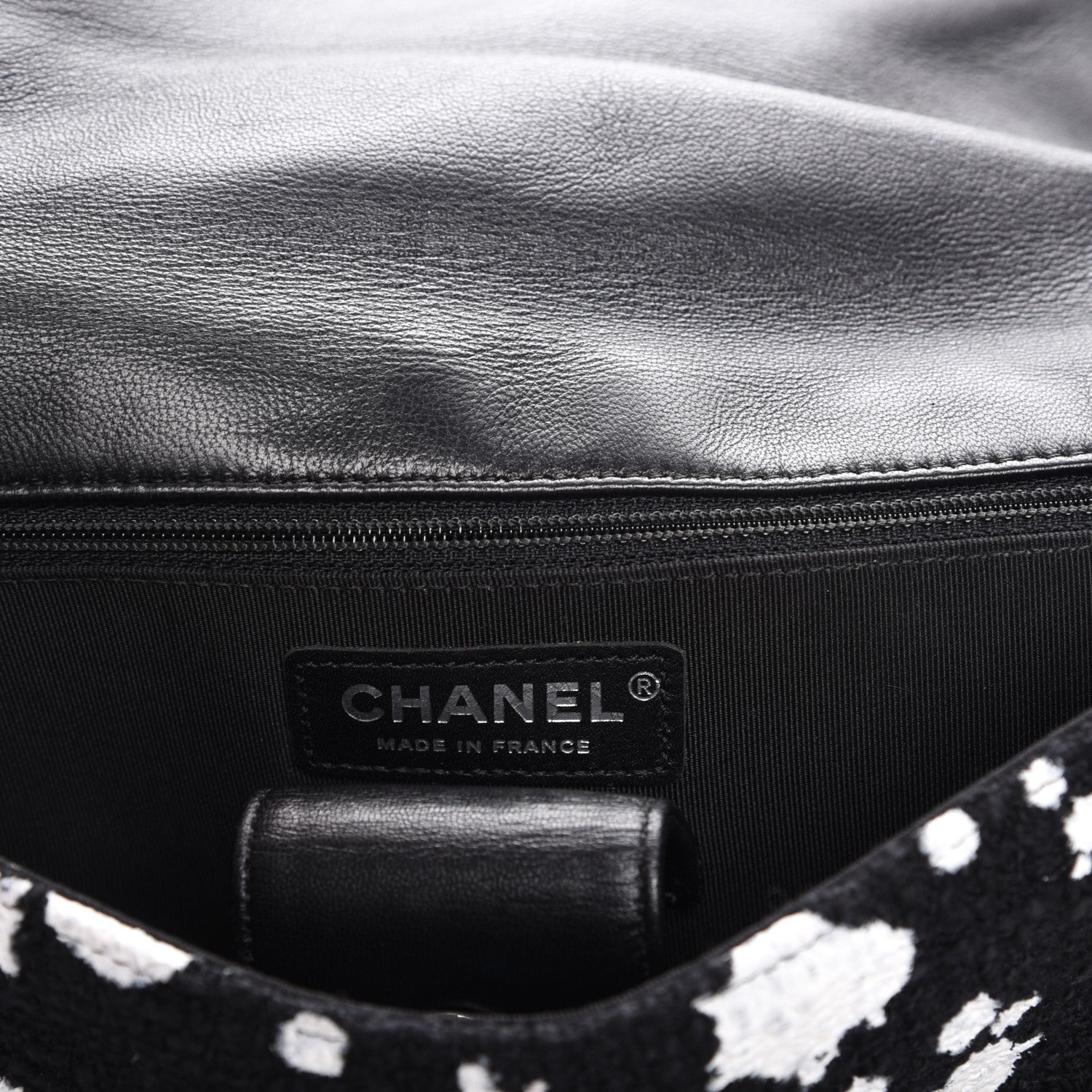 Chanel Painted Tweed Messenger Flap Bag Black 6 of 7