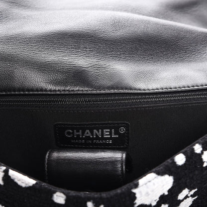 Chanel Painted Tweed Messenger Flap Bag Black 6 of 7