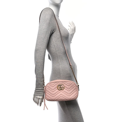 Gucci Calfskin Matelasse Small GG Marmont Chain Shoulder Bag Perfect Pink 2 of 10