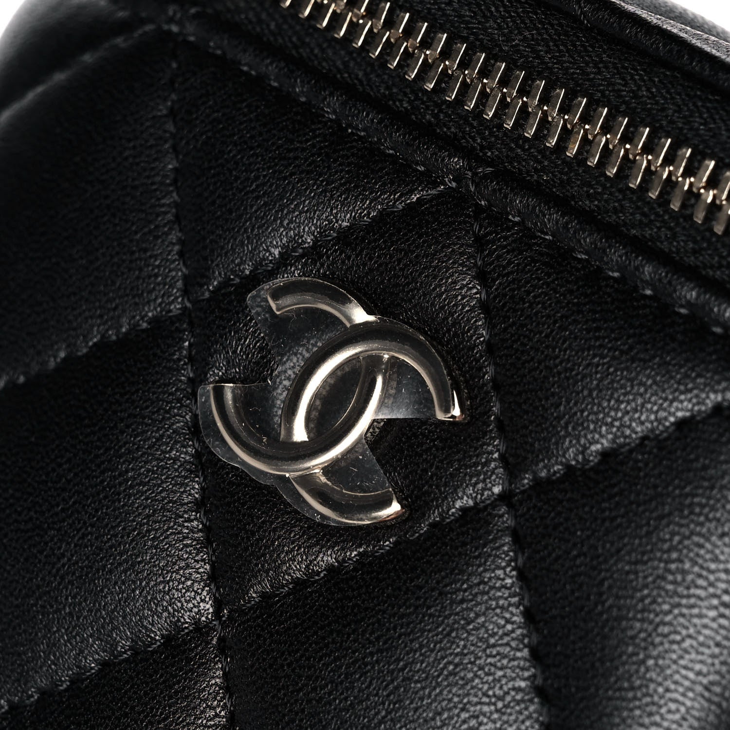 Chanel Lambskin Quilted Top Handle Mini Vanity Case With Chain Black 11 of 12