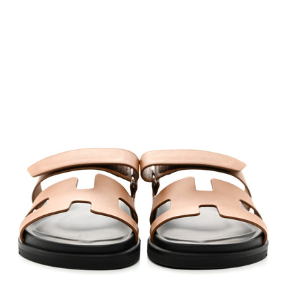 Hermes Calfskin Womens Chypre Sandals 37.5 Naturel 2 of 9