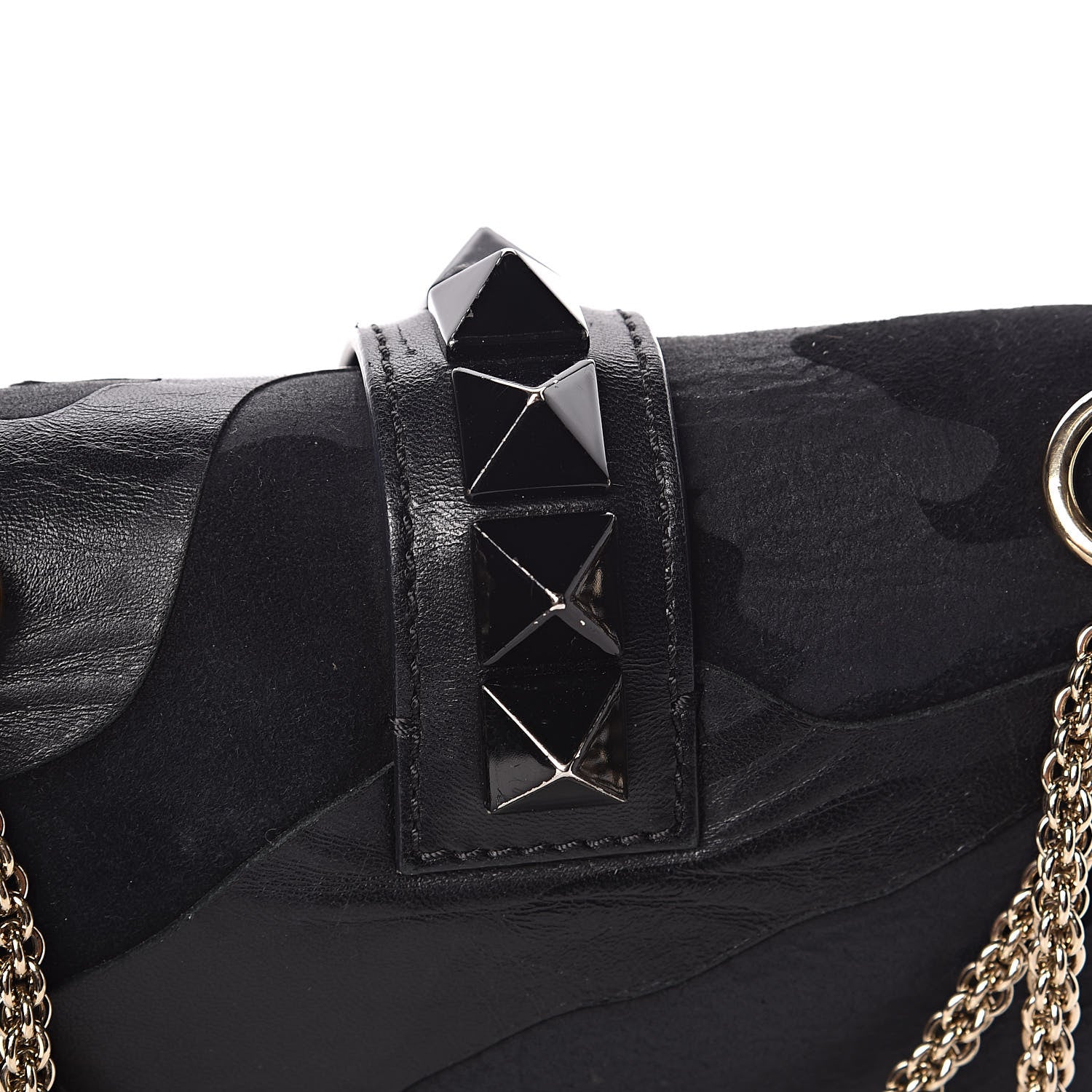 Valentino Garavani Nappa Camouflage Small Glam Lock Rockstud Flap Black 10 of 10