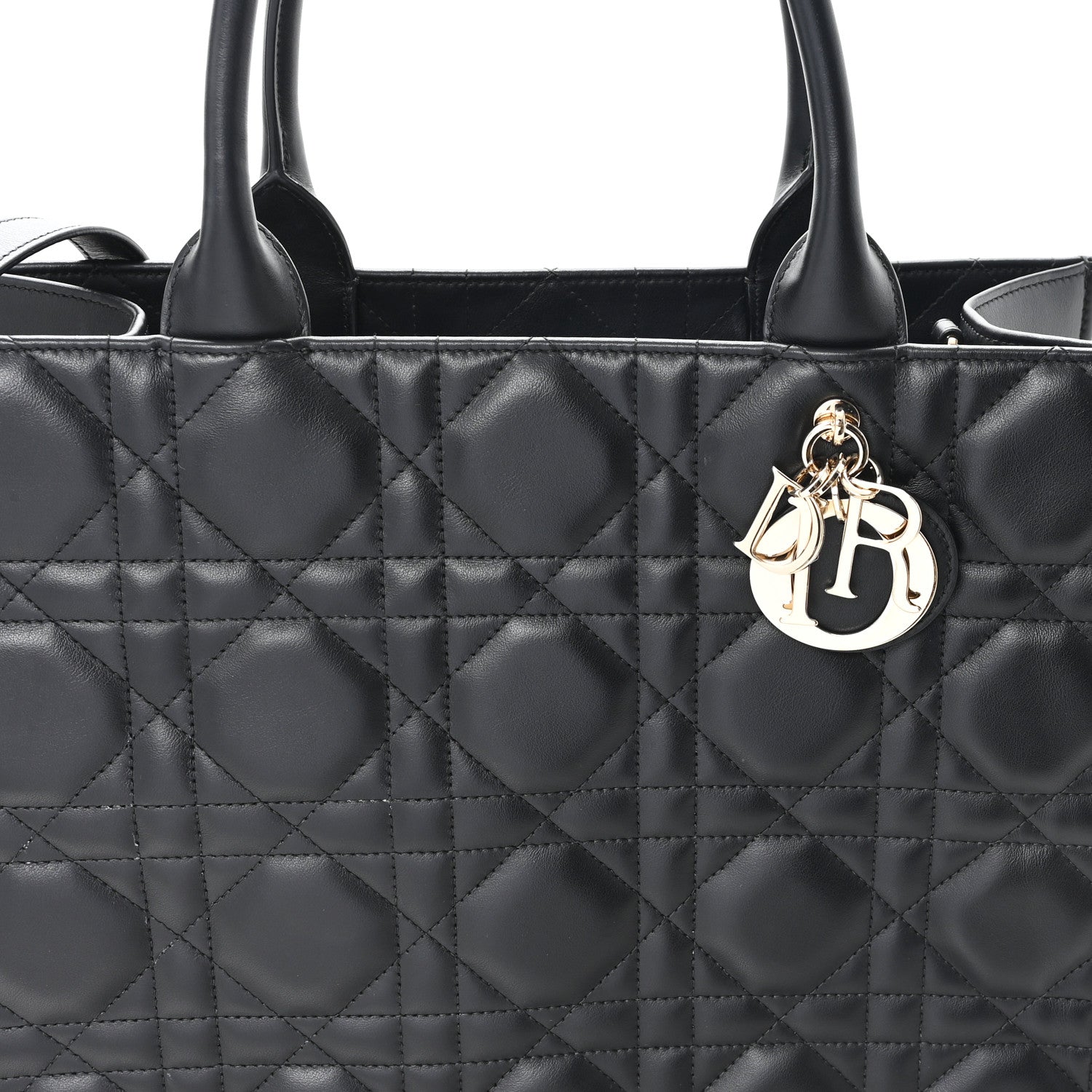 Christian Dior Calfskin Macro Cannage Medium Book Tote Black 7 of 9