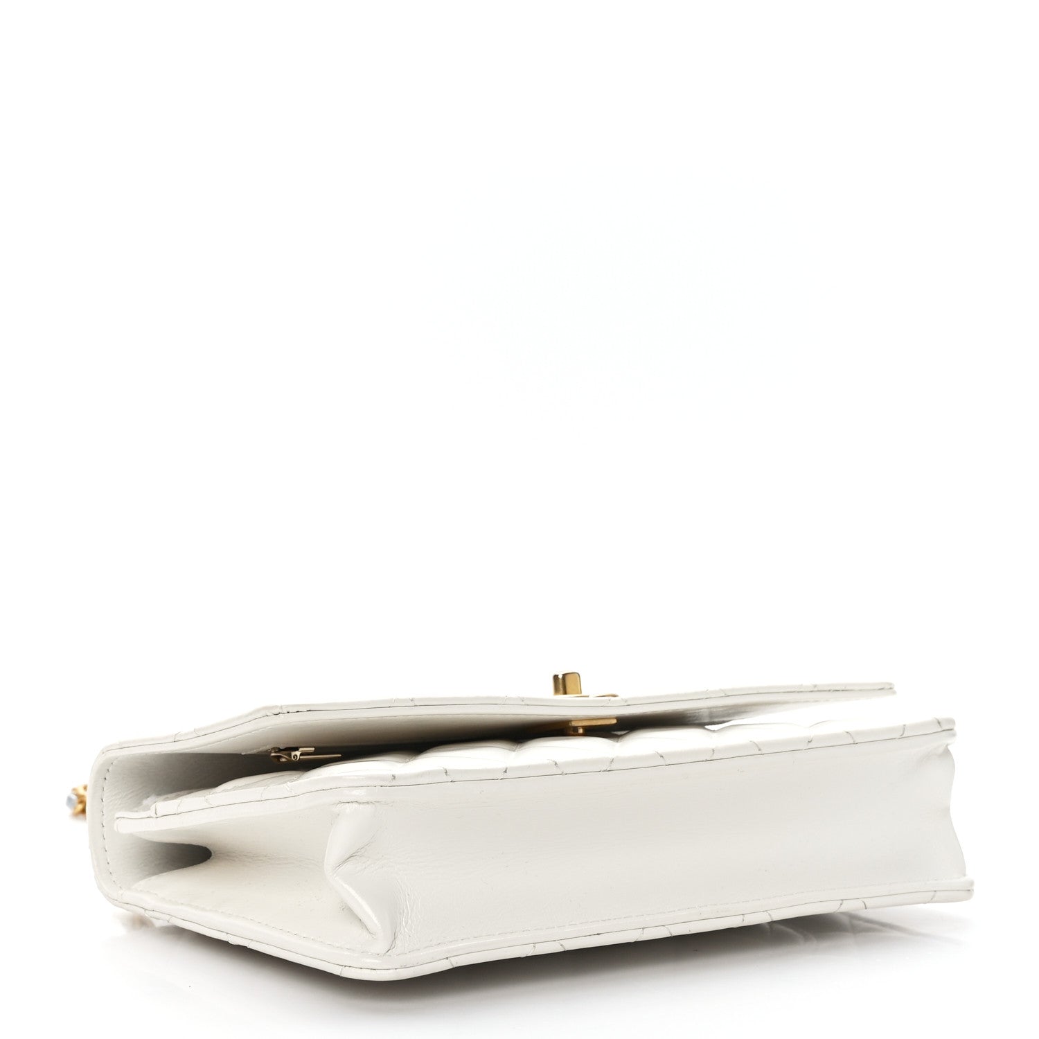 Chanel Shiny Calfskin Quilted Multicolor Top Handle Wallet On Chain WOC White 4 of 10