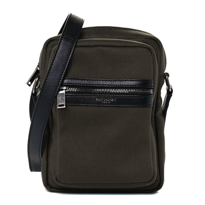 Saint Laurent Canvas Sid Messenger Bag Olive 1 of 10