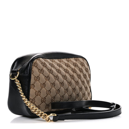 Gucci Monogram Matelasse Diagonal Small GG Marmont Chain Shoulder Bag Beige Black 2 of 10
