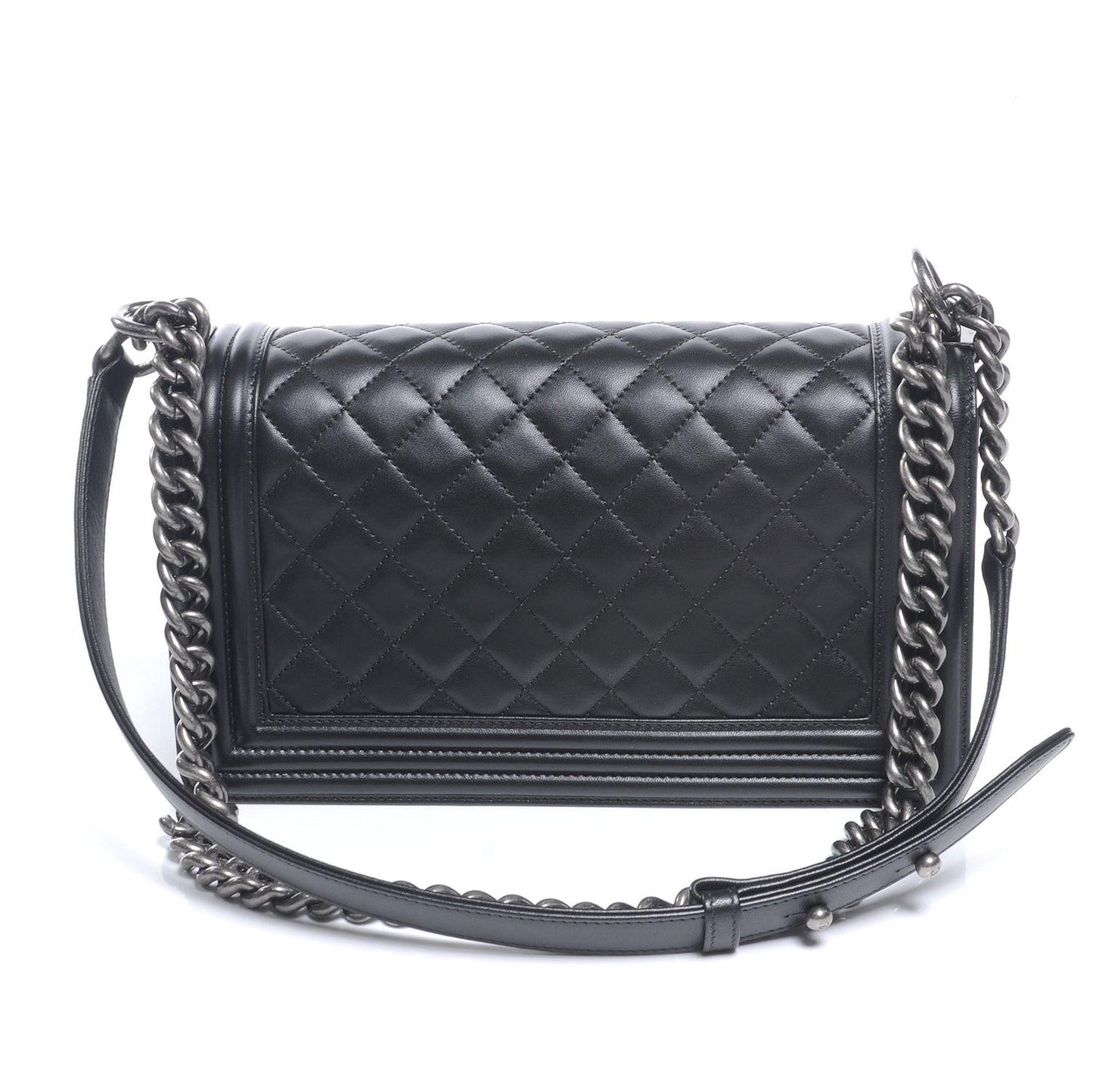 Lambskin Quilted Medium Boy Flap Black