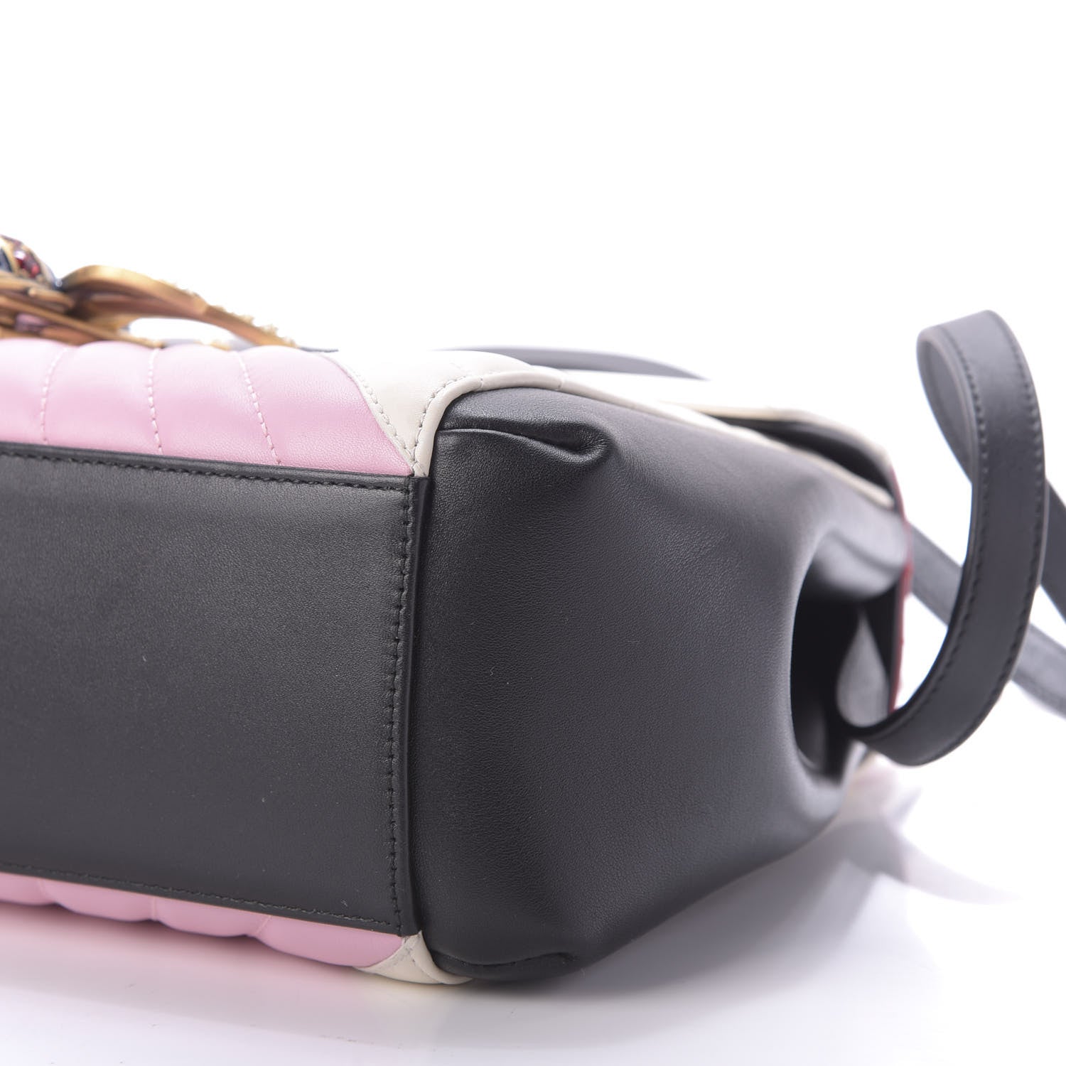 Gucci Calfskin Bamboo Trapuntata Queen Margaret Top Handle Bag Blue Agata Hibiscus Red Mystic White Sugar Pink 8 of 10