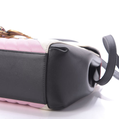 Gucci Calfskin Bamboo Trapuntata Queen Margaret Top Handle Bag Blue Agata Hibiscus Red Mystic White Sugar Pink 8 of 10