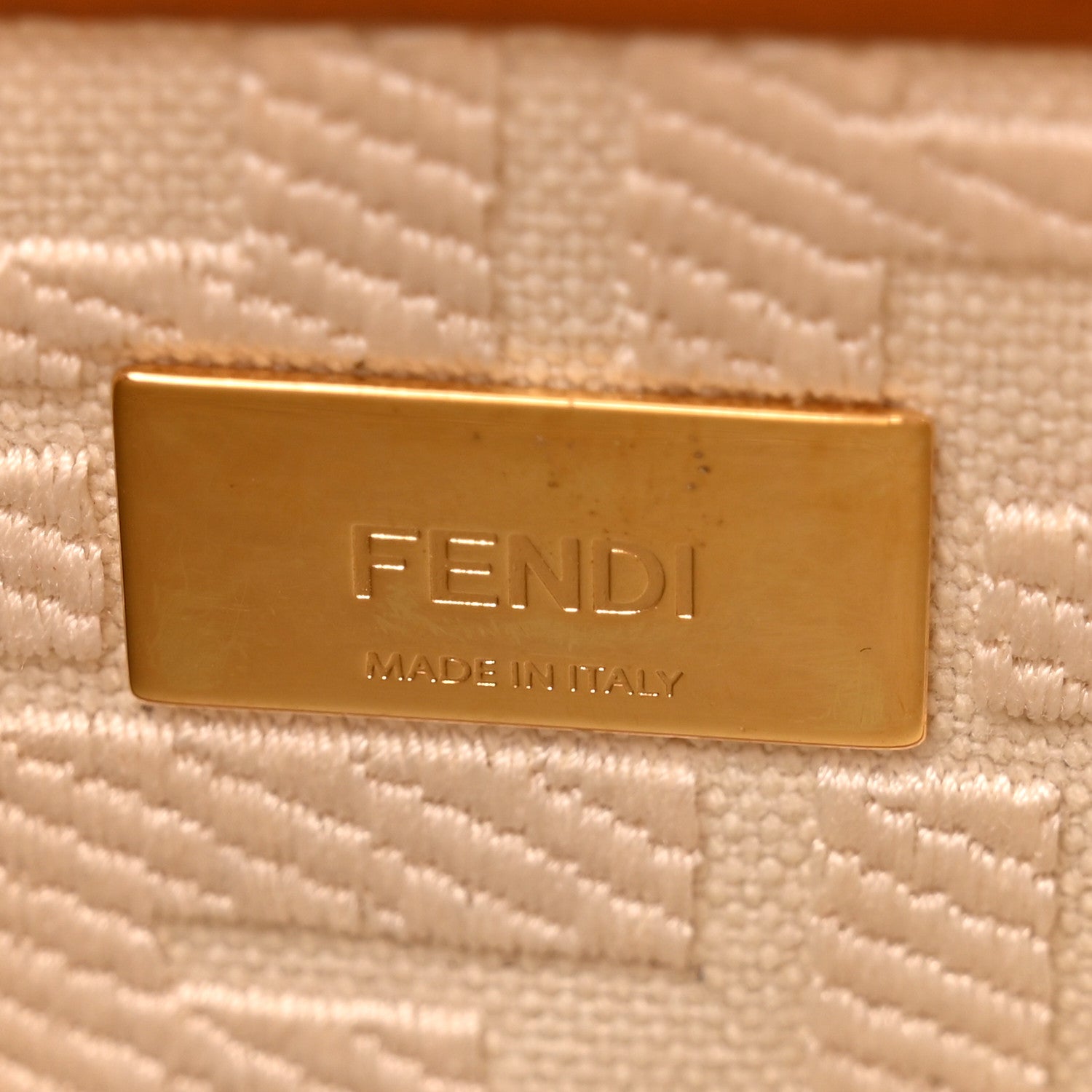 Fendi Vitello Seta Canvas FF Embroidered Mini Peekaboo Iconic