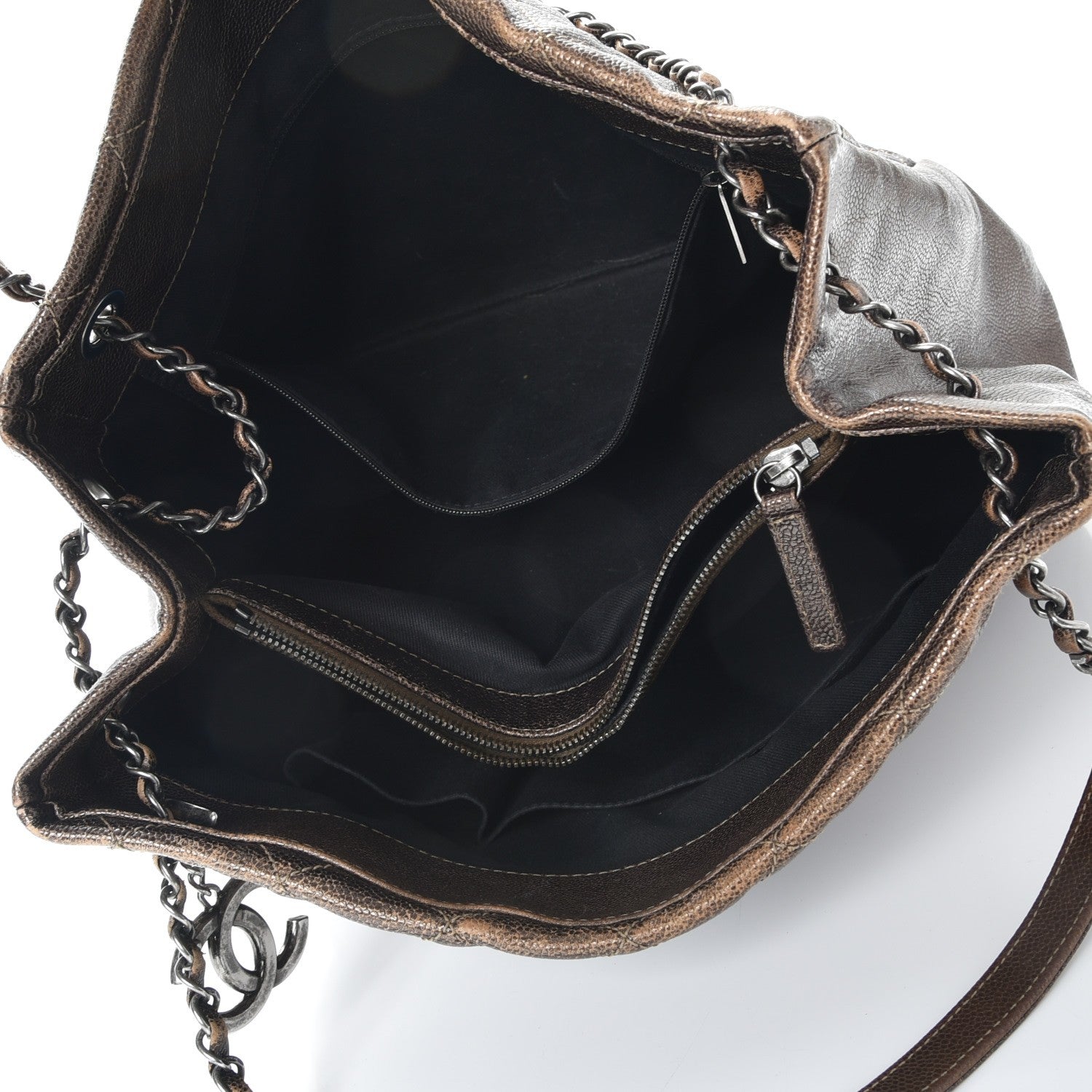Chanel Iridescent Caviar Quilted Tall Chic Shopping Tote Dark Gold 5 of 16
