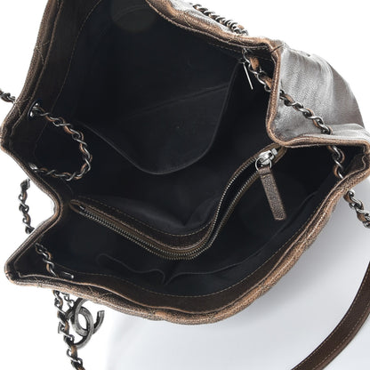 Chanel Iridescent Caviar Quilted Tall Chic Shopping Tote Dark Gold 5 of 16