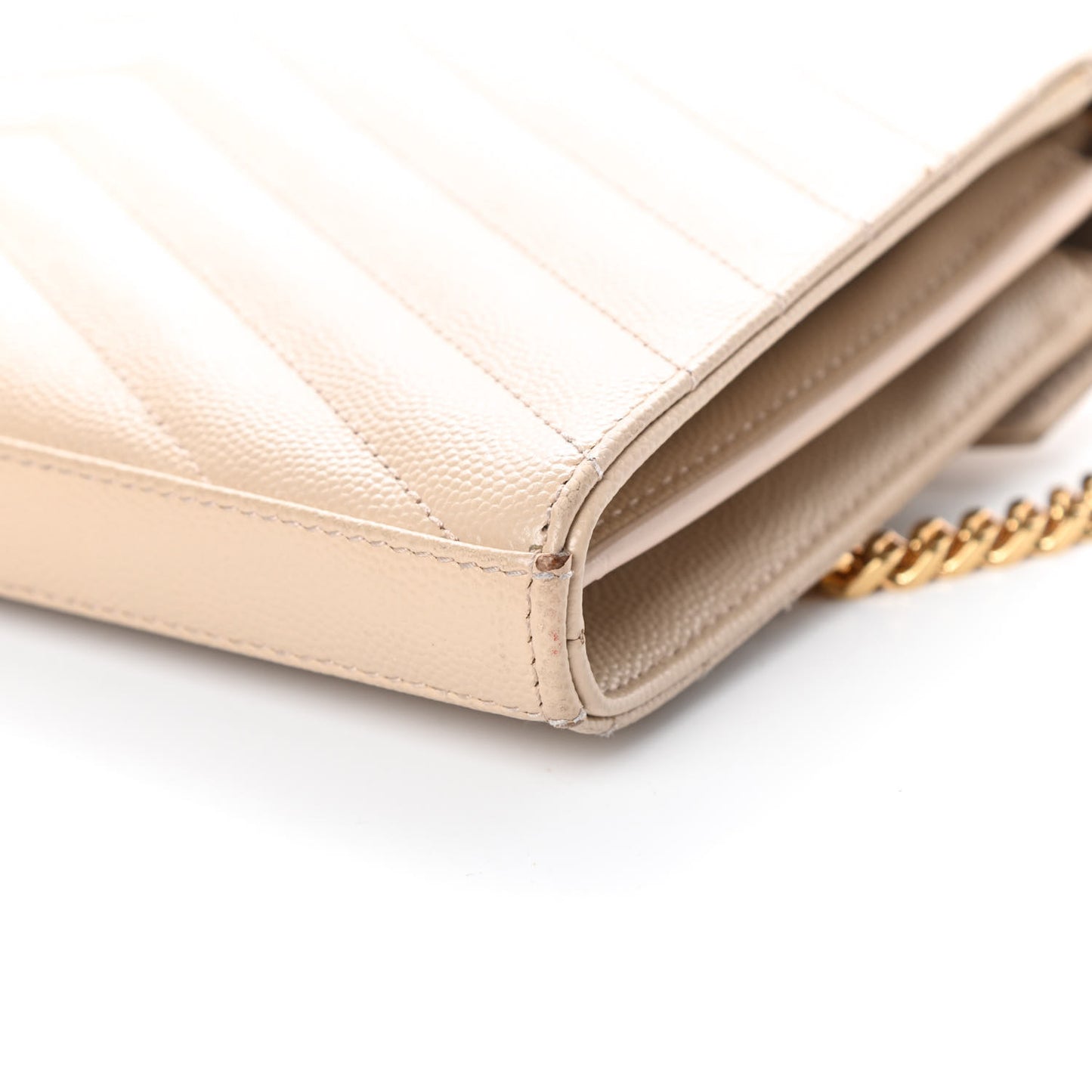 Grain De Poudre Matelasse Chevron Monogram Chain Wallet Nude Powder