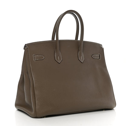 Hermes Taurillon Clemence Birkin 35 Etoupe 3 of 9
