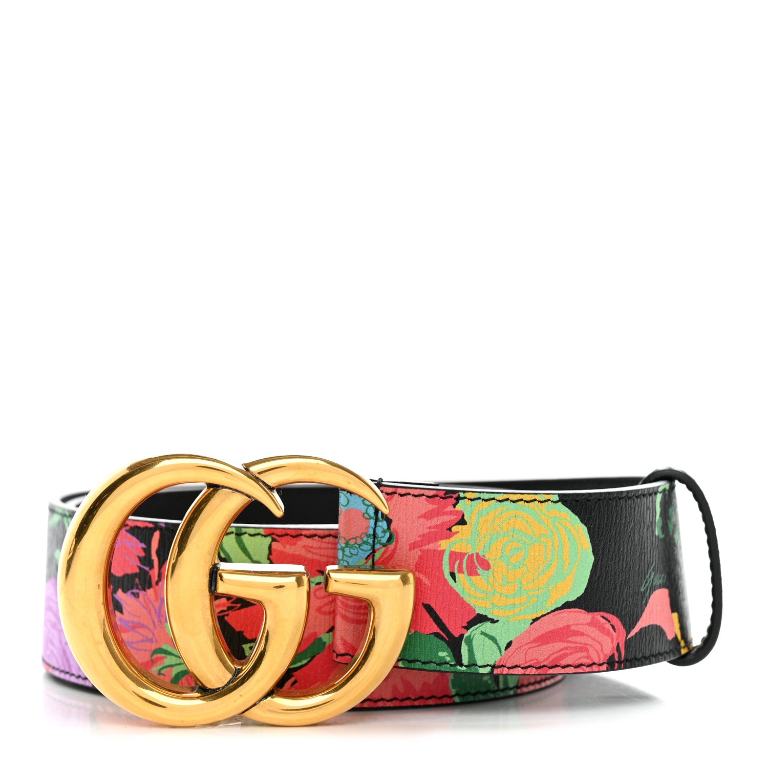 Gucci X KEN SCOTT Calfskin Double G 40mm Belt 80 32 Black Multicolor 1 of 5